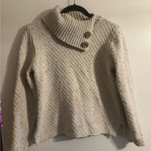 Splendid Cream Cotton Cowl Neck Knit Sweater Button Detail Size S/P